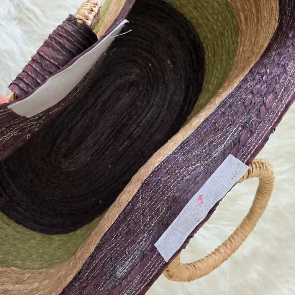 Bohemian Straw Bag Tote Large Colorblock Raffia Resortwear Vacation Beach